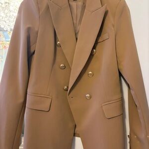 Attention Tan Blazer with Gold Buttons